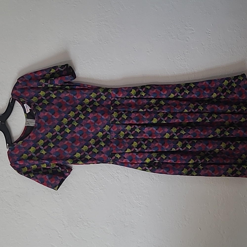 LuLaRoe Purple and Green Patterned Midi Dress